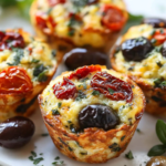 Muffins de Huevo Mediterráneos con Tomate Seco y Aceitunas Kalamata