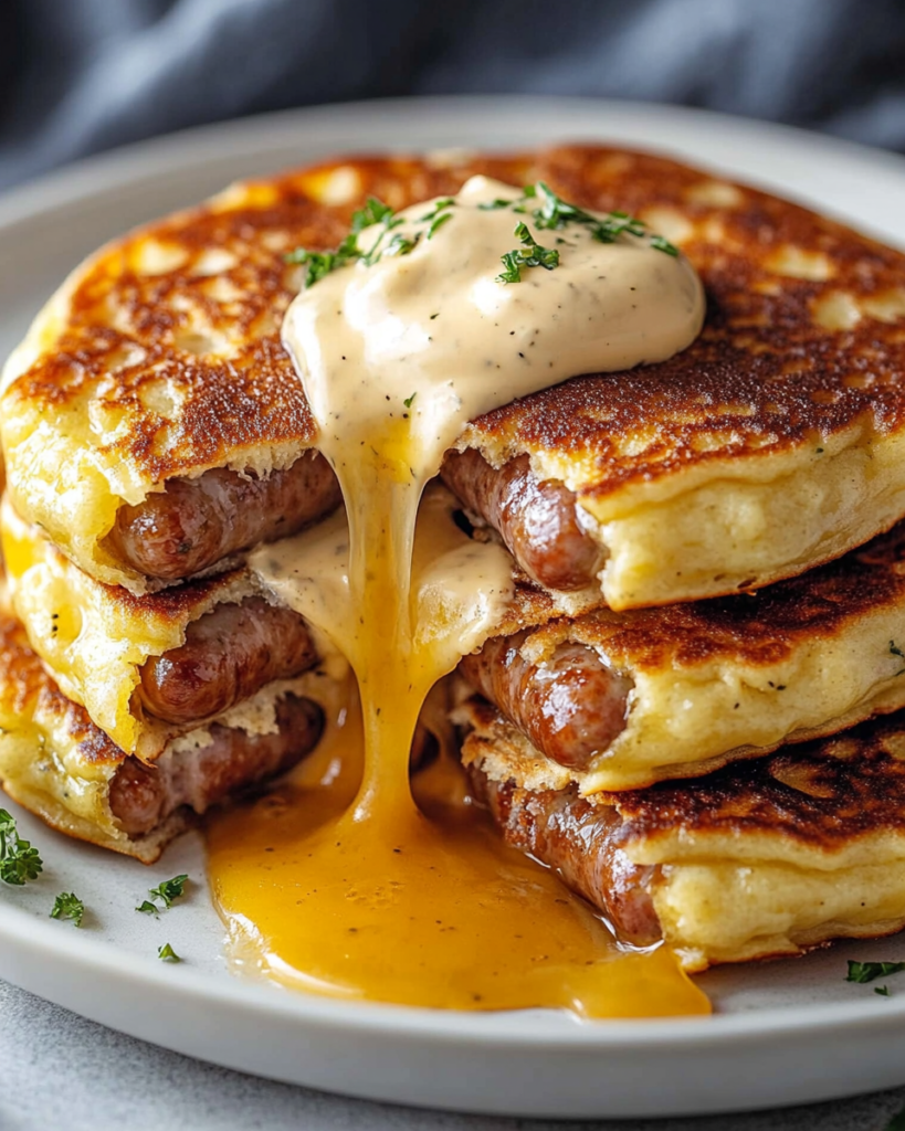 Pancakes de Salchicha con Salsa Dulce