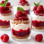 Parfait de Cheesecake de Frambuesa sin Hornear para San Valentín