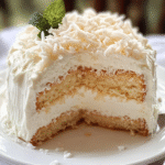 Pastel de Coco con Cobertura de Crema Batida