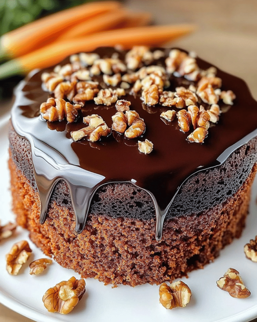 Pastel de Zanahoria y Nueces con Cobertura de Chocolate