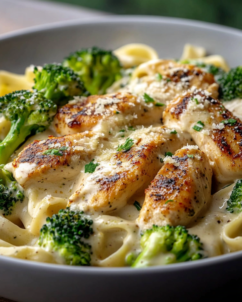 Pollo Cajún con Brócoli en Salsa Alfredo