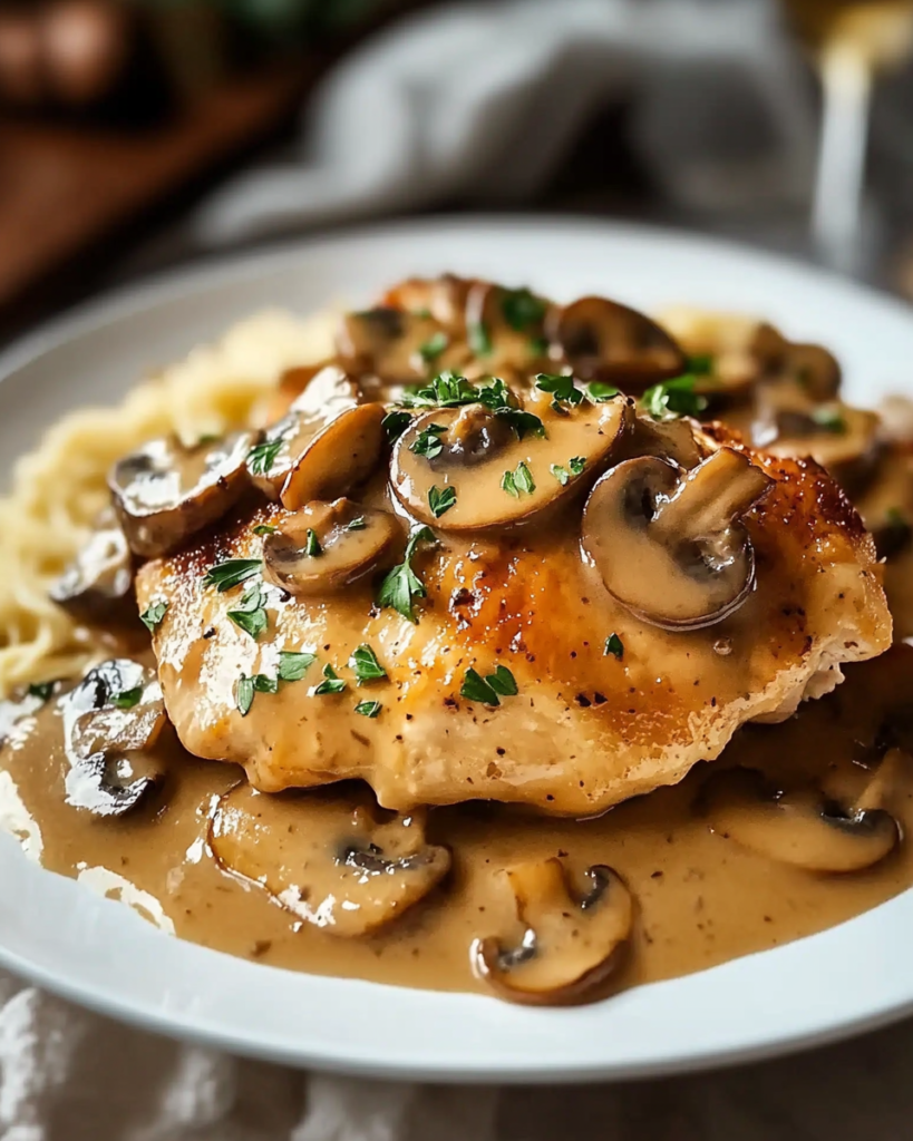 Pollo Marsala con Salsa Cremosa de Champiñones