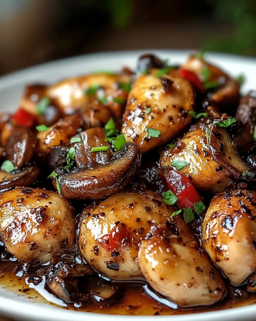 Pollo a la Pimienta Negra con Champiñones