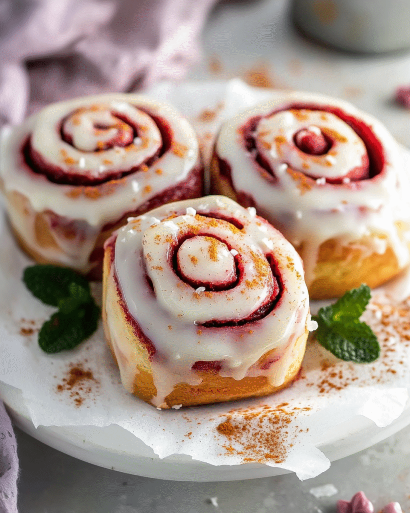 Rollos de Canela Rojo Velvet para San Valentín