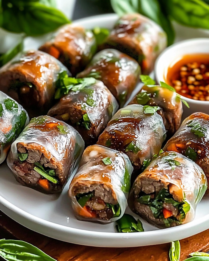 Rollos de Res al Albahaca Tailandesa