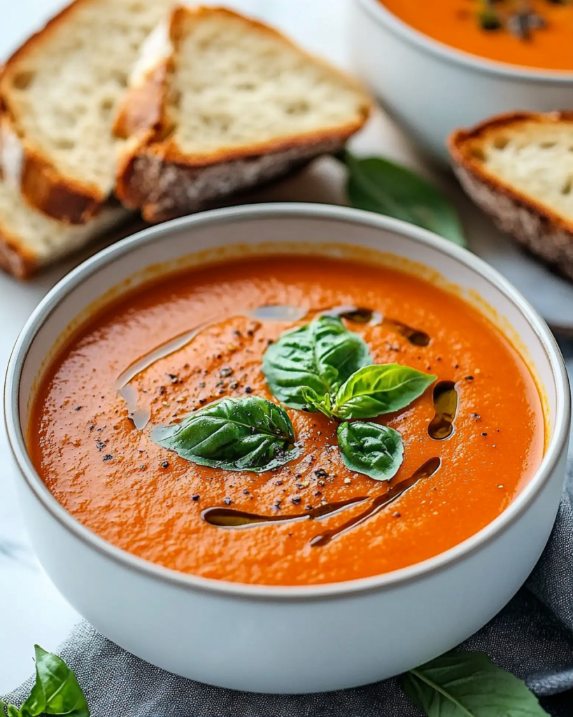 Sopa Clásica de Tomate y Albahaca