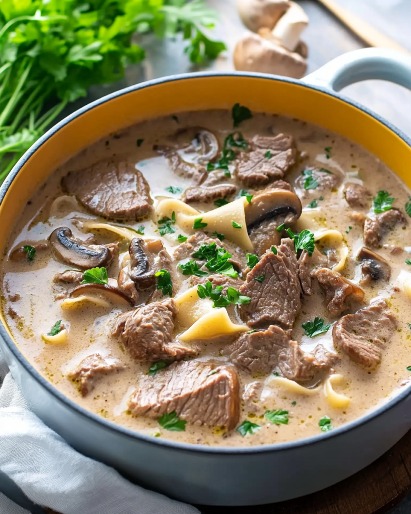 Sopa Stroganoff de Res