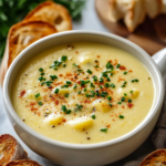 Sopa de Patatas con Cheddar, Ajo y Hierbas