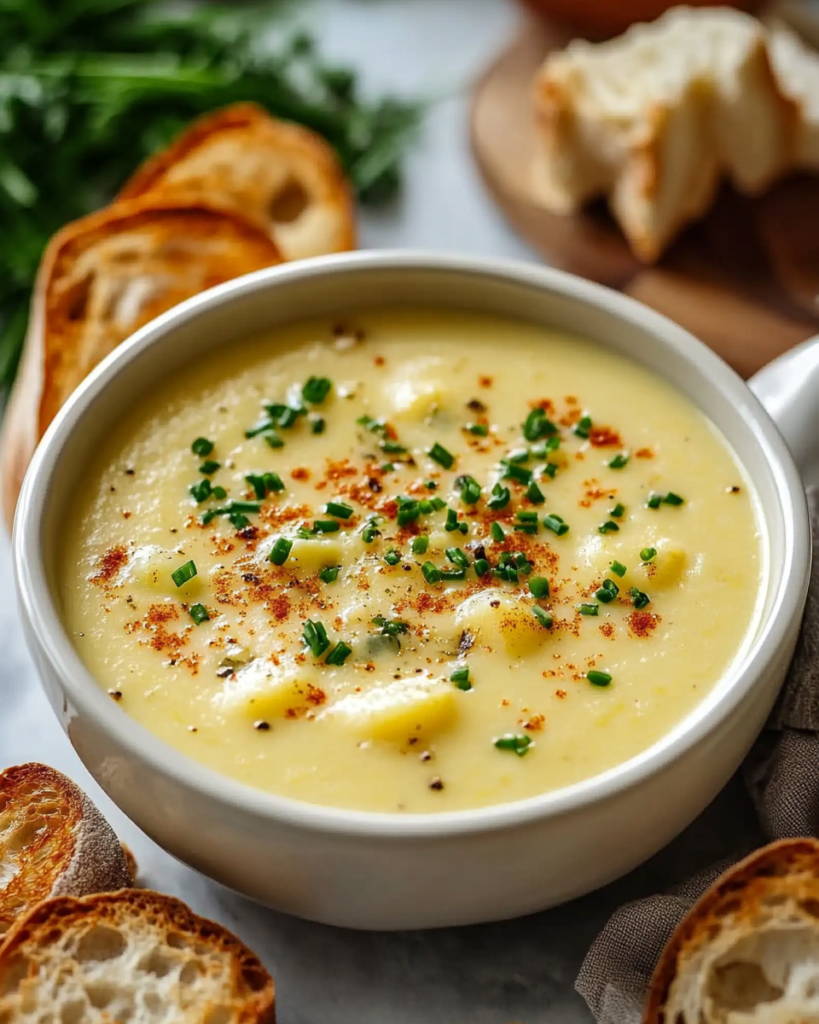 Sopa de Patatas con Cheddar, Ajo y Hierbas
