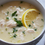Sopa de Pollo al Limón Estilo Griego