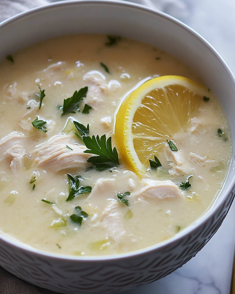 Sopa de Pollo al Limón Estilo Griego