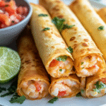Taquitos de Queso Cremoso con Cangrejo y Camarones