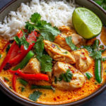 Tazones de Pollo al Curry Rojo Tailandés Cremoso