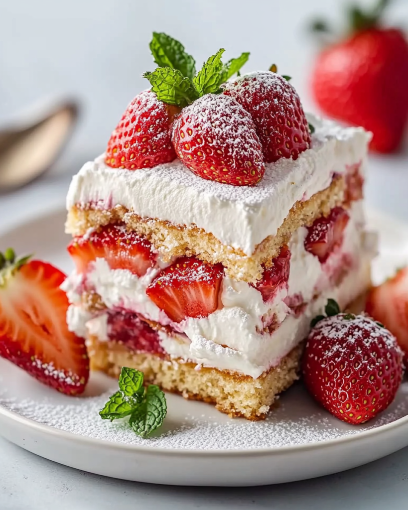 Tiramisú de Fresa y Bizcocho