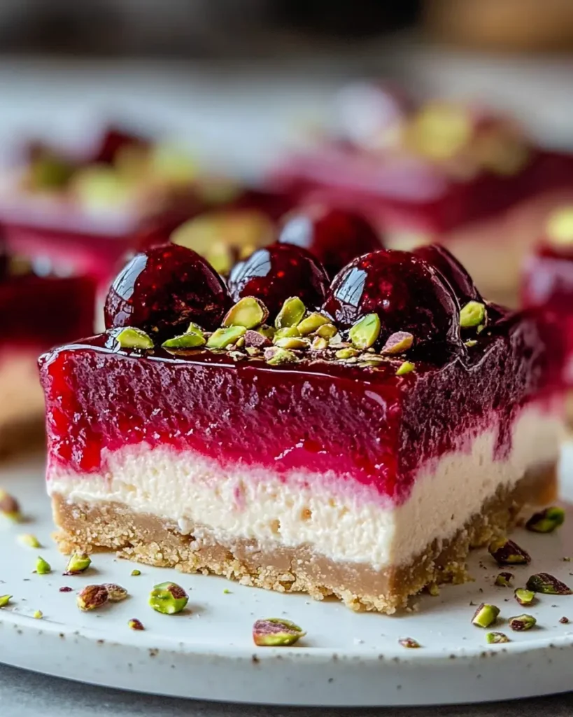 Barritas de Cheesecake de Cereza y Pistacho First Image First Image