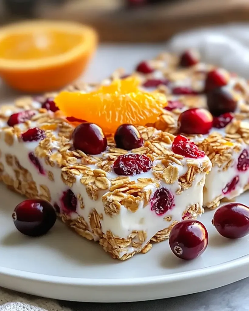 Barritas de Granola de Yogur Griego con Arándanos Rojos y Naranja First Image First Image
