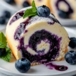 Rollo de Cheesecake con Remolino de Arándanos First Image First Image