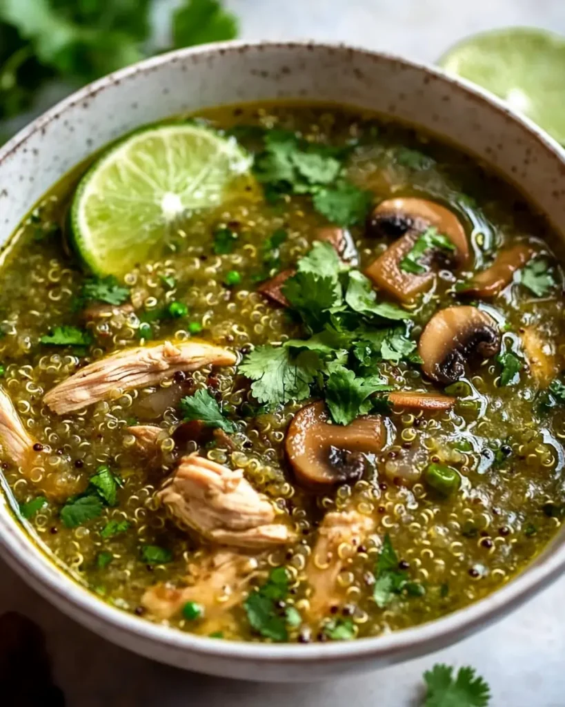 Sopa Verde de Pollo con Quinoa, Champiñones y Hierbas Frescas First Image First Image