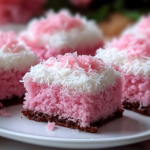 Barras de Pastel de Coco Rosa
