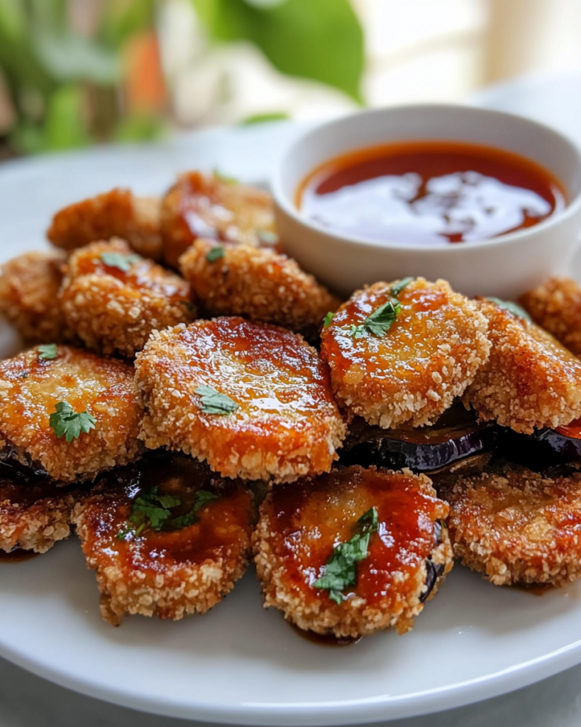 Bocados Crujientes de Berenjena con Salsa agridulce