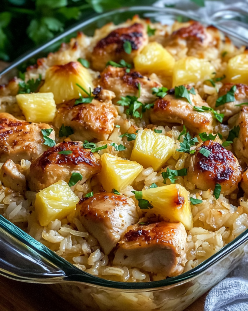 Cazuela Tropical de Pollo con Piña y Arroz
