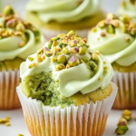 Cupcakes de Pistacho con Glaseado de Mantequilla de Vainilla