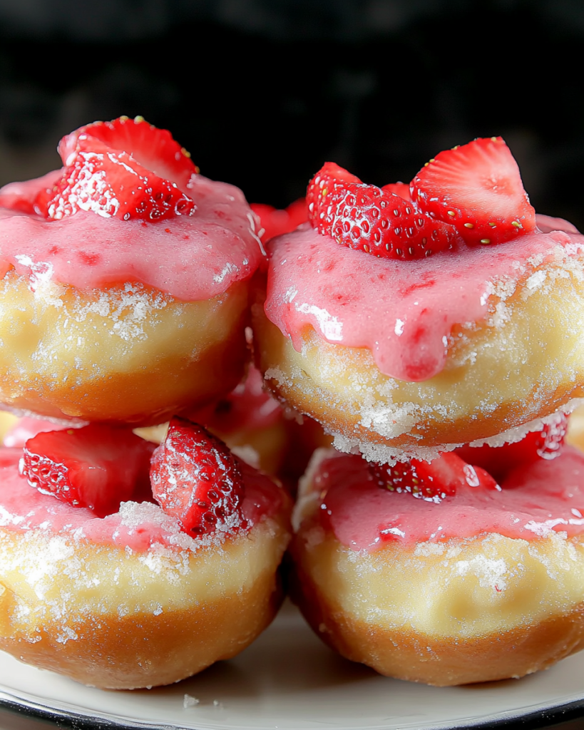 Donas Rellenas de Cheesecake de Fresa