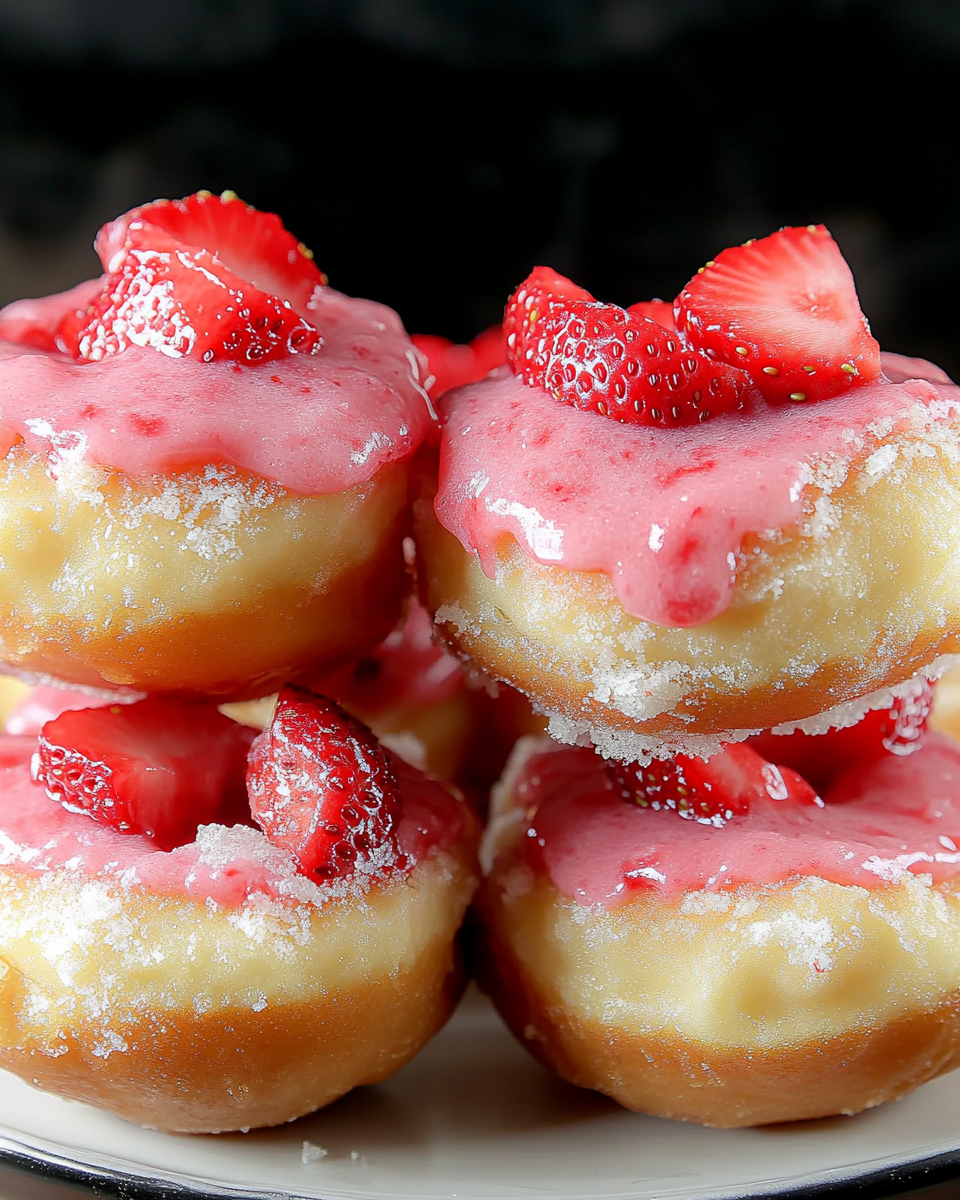 Donas Rellenas de Cheesecake de Fresa