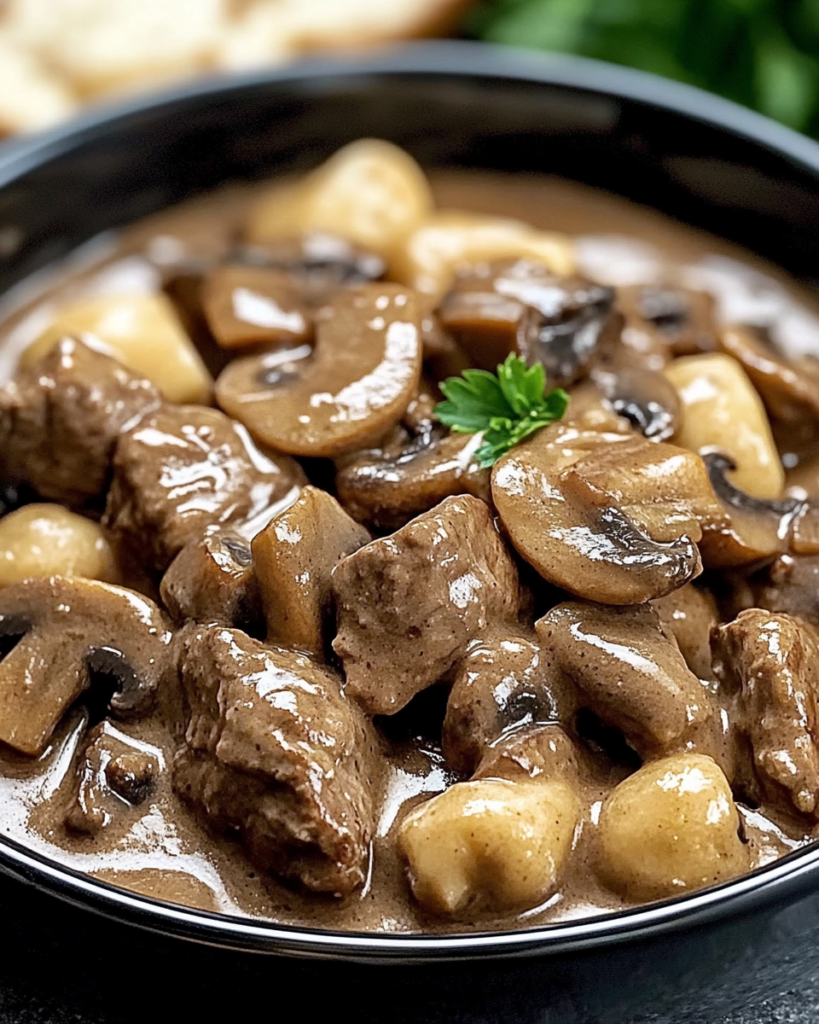 Estofado Cremoso de Carne con Champiñones