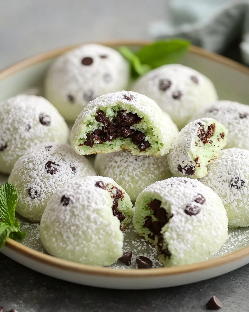 Galletas de Nieve de Chocolate con Menta
