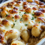 Gnocchi al horno con cebolla francesa
