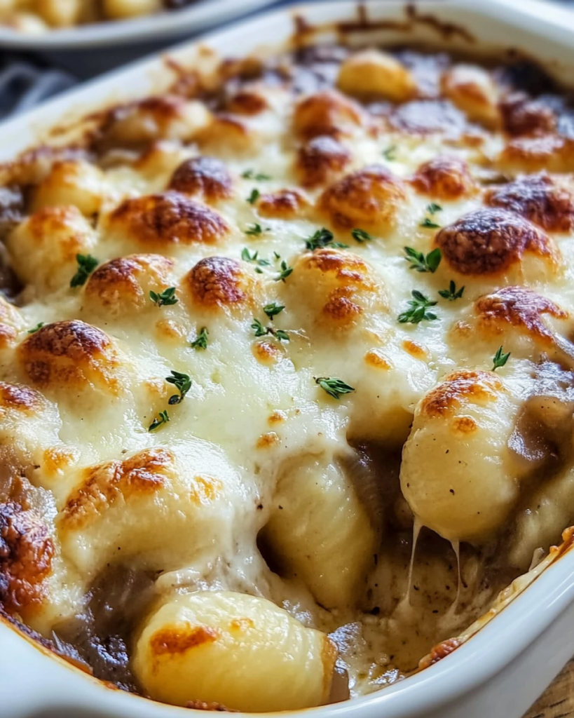Gnocchi al horno con cebolla francesa