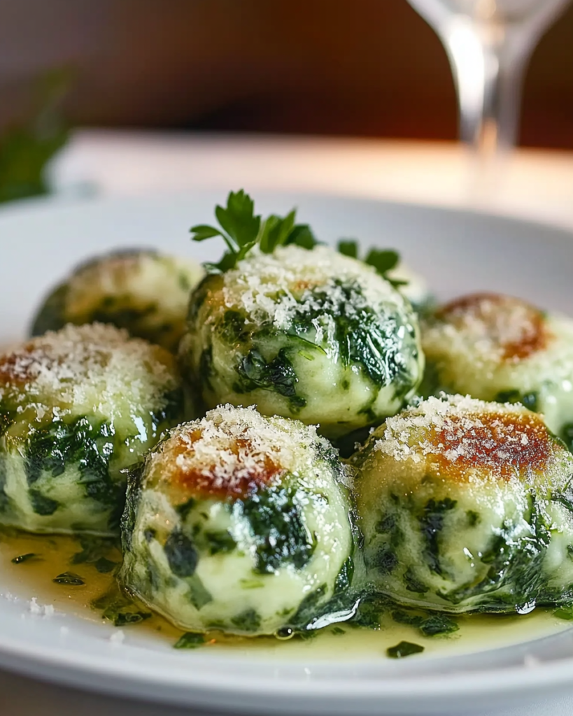 Knödel de Espinacas con Mantequilla y Parmesano
