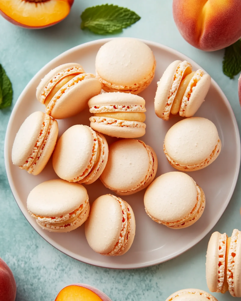 Macarons de Durazno con Crema Fresca