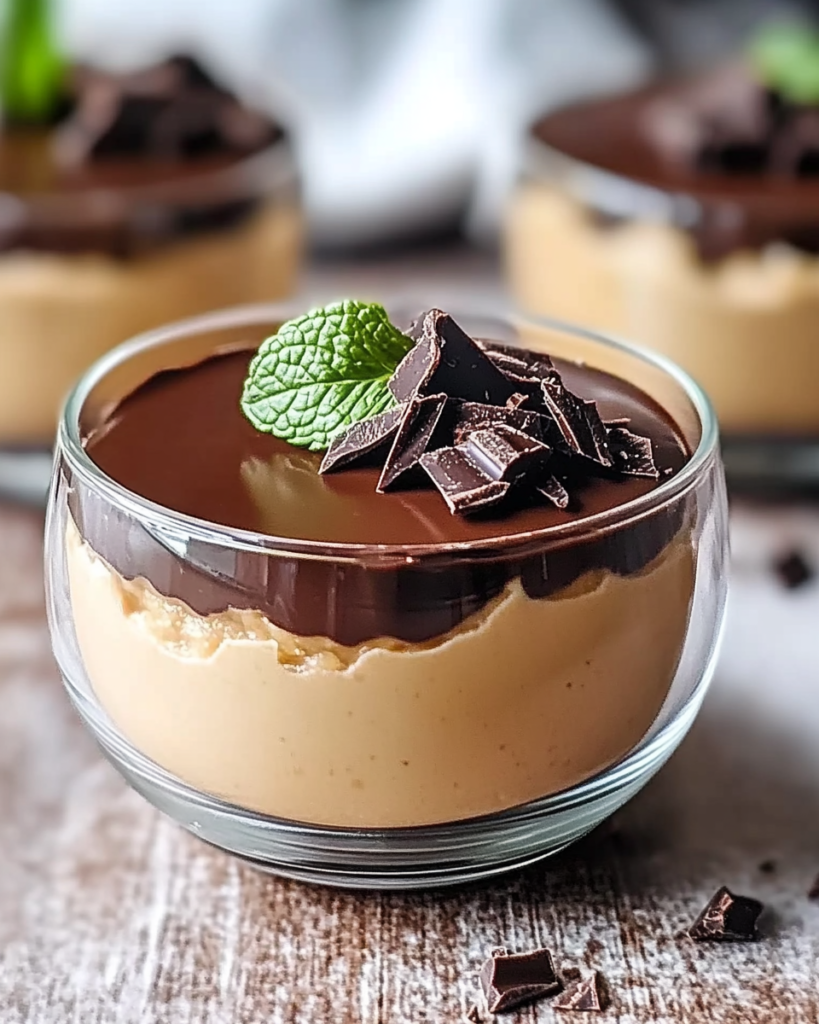 Mousse Vegana de Mantequilla de Cacahuate con Ganache de Chocolate