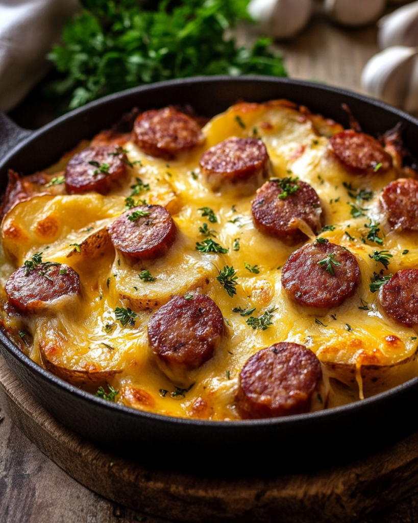 Papas Ranch con Salchicha Ahumada y Queso