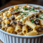 Pasta al Horno con Champiñones Cremosos al Estilo Mediterráneo