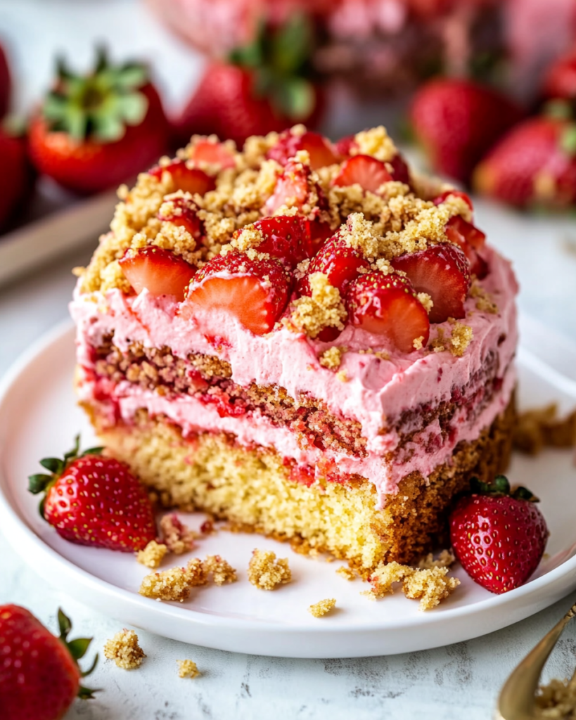 Pastel Crujiente de Fresa