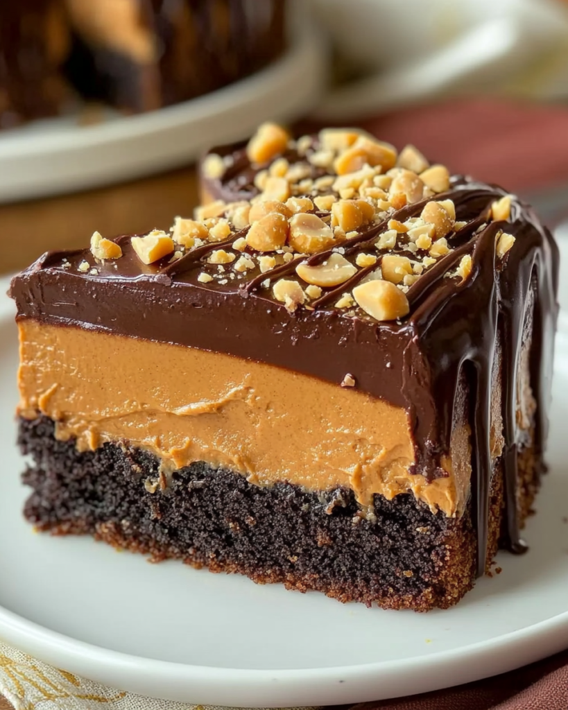 Pastel Pegajoso de Chocolate y Mantequilla de Cacahuate