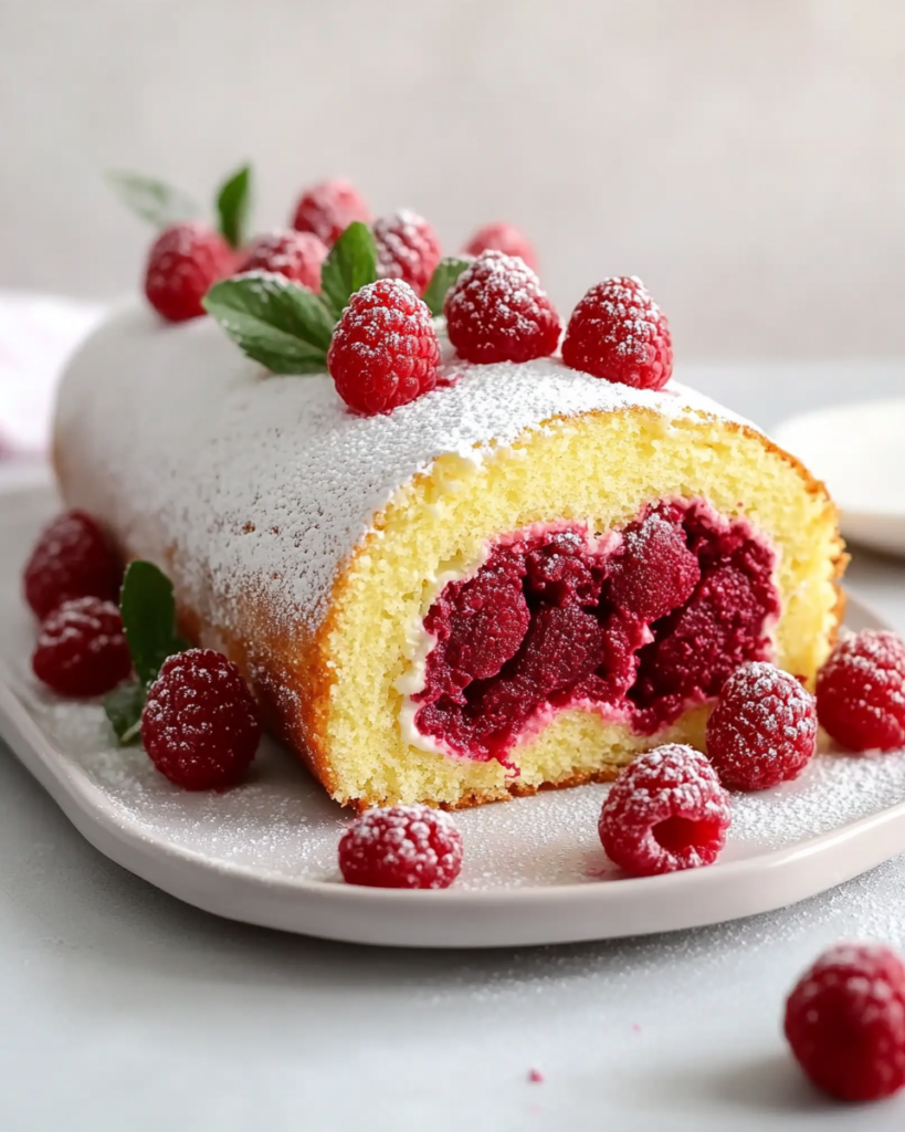 Pastel Rollo de Limón y Frambuesa