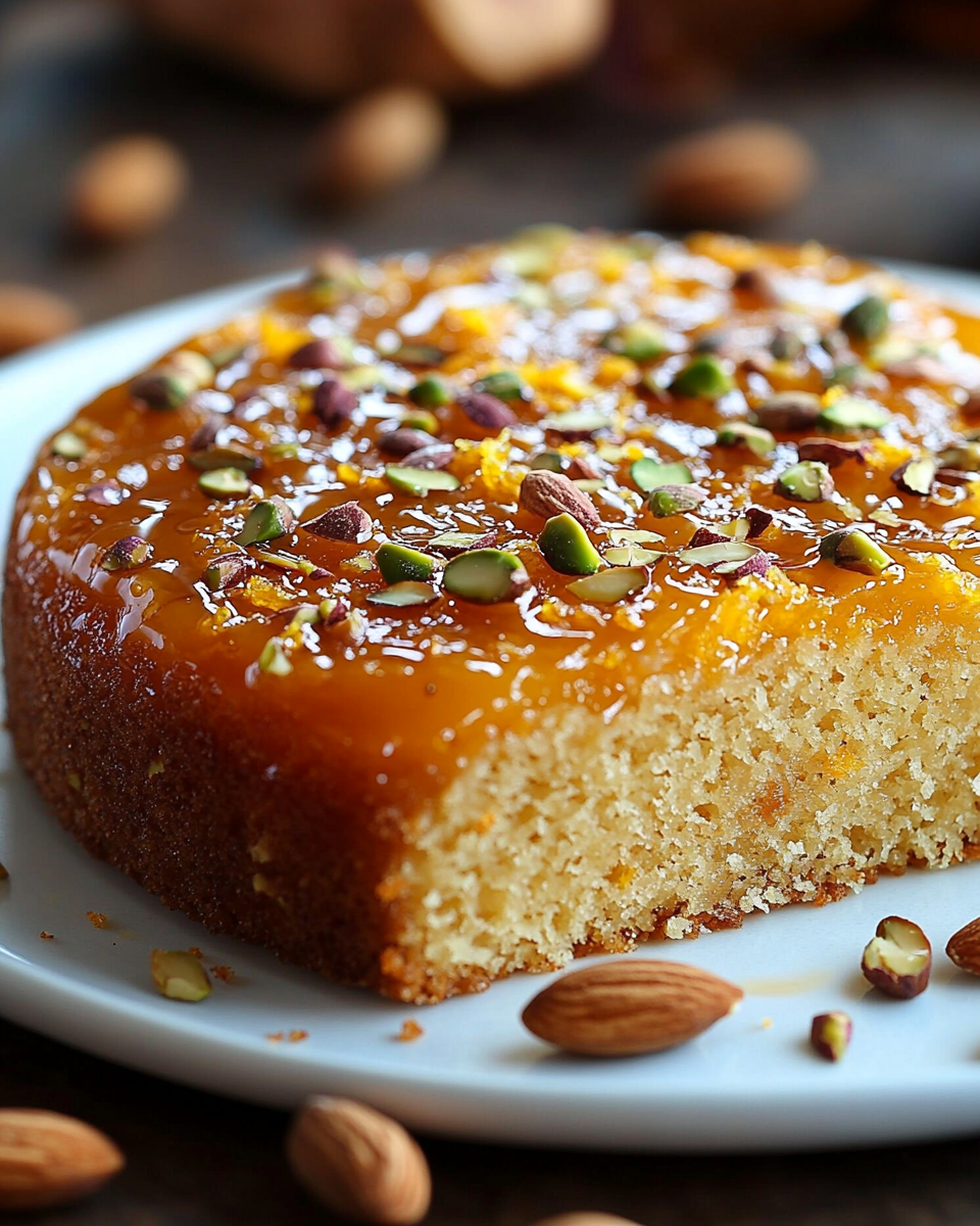 Pastel de Naranja, Pistacho y Almendra