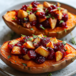 Patatas Dulces Rellenas de Manzana y Arándano Saludables
