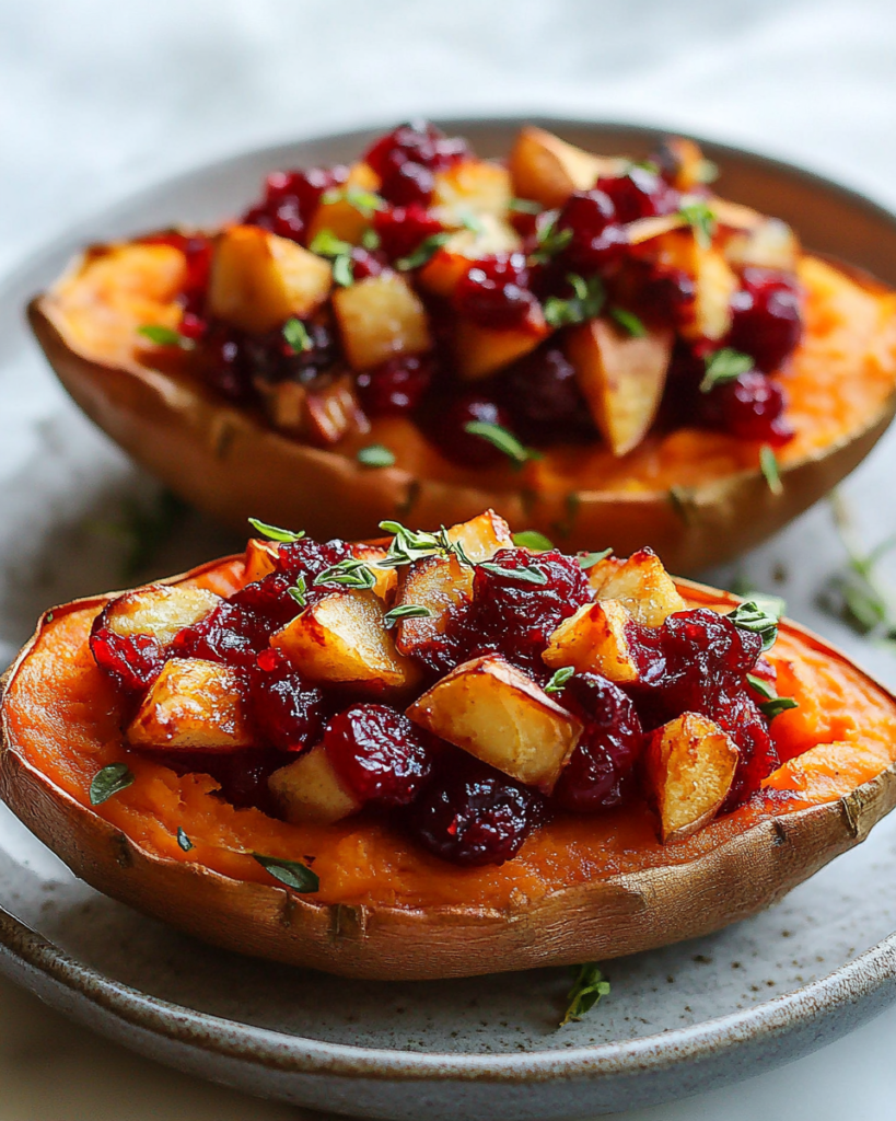Patatas Dulces Rellenas de Manzana y Arándano Saludables
