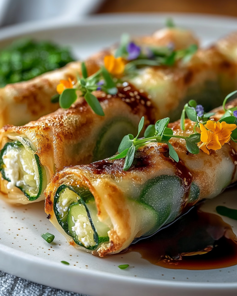 Rollitos de Primavera de Calabacín y Requesón al Aire