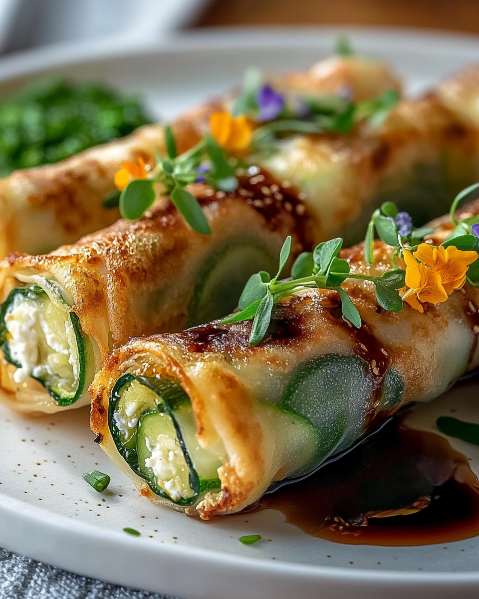 Rollitos de Primavera de Calabacín y Requesón al Aire