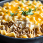Sartén de Carne y Fideos con Queso