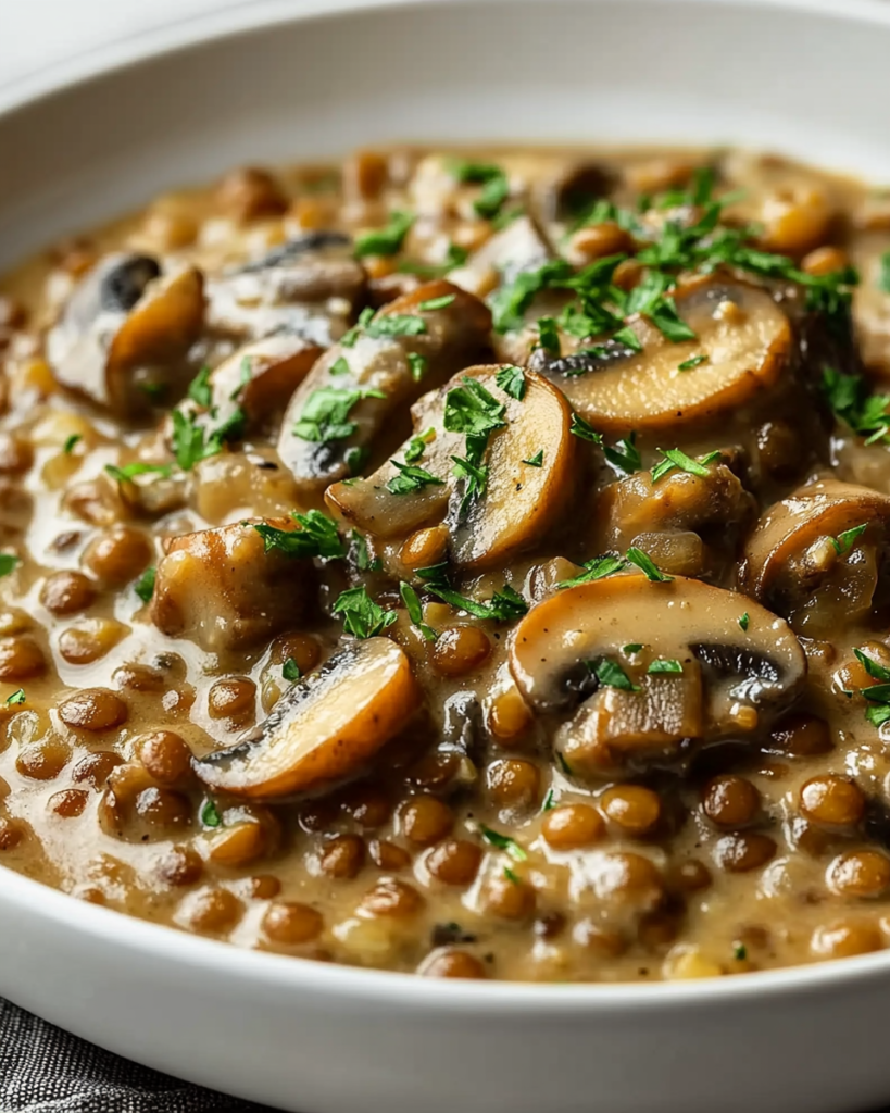 Strogonoff de Lentejas y Champiñones