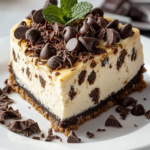 Tarta de Queso con Masa de Galleta y Chispas de Chocolate
