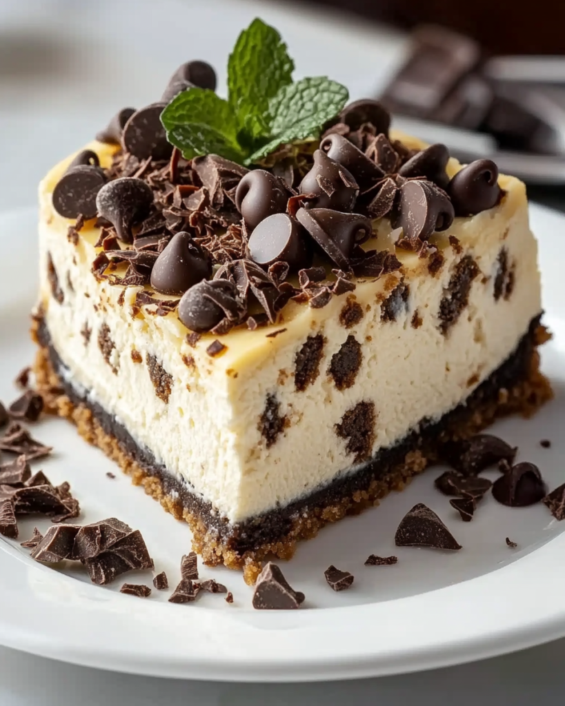 Tarta de Queso con Masa de Galleta y Chispas de Chocolate